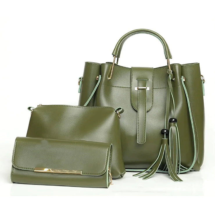 ALEXA 3 PCS GREEN HANDBAG & SHOULDER BAG