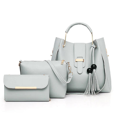 ALEXA 3 PCS GREY HANDBAG & SHOULDER BAG